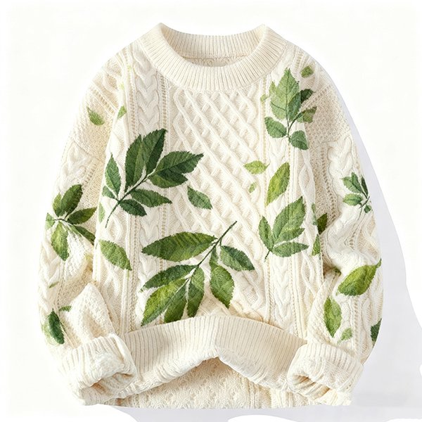 Unisex Casual Pullover Sweater - Retro Solid Oversized Crew Neck Knit