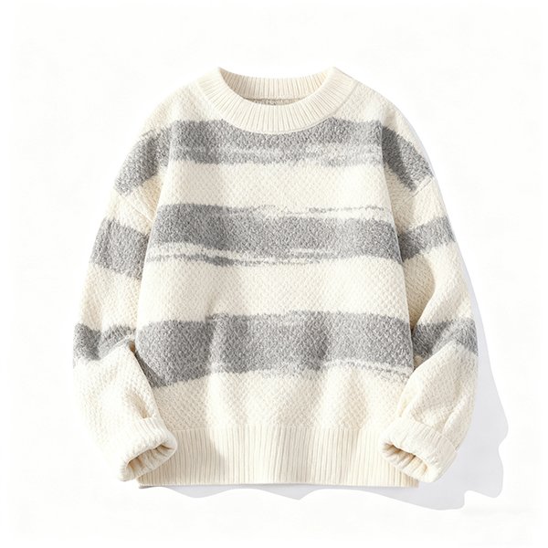 Solid Retro Oversized Unisex Sweater - Casual Crew Neck Knit Pullover