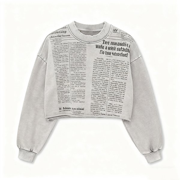 Retro Washed Women's Crop Sweatshirt - Oversized Crew Neck