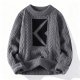 Unisex Retro Solid Knit Sweater - Oversized Crew Neck Casual